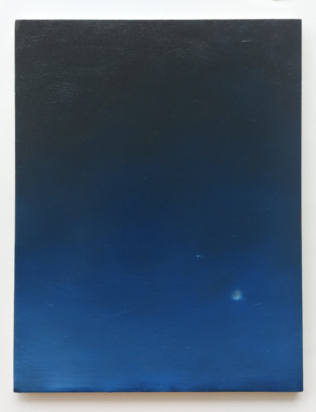 'Venus and Crescent Moon' Oil on board, Framed