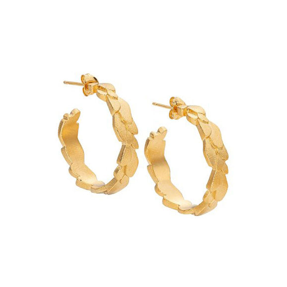 Freeform Layered Wing Hoop Earrings, Gold Plated