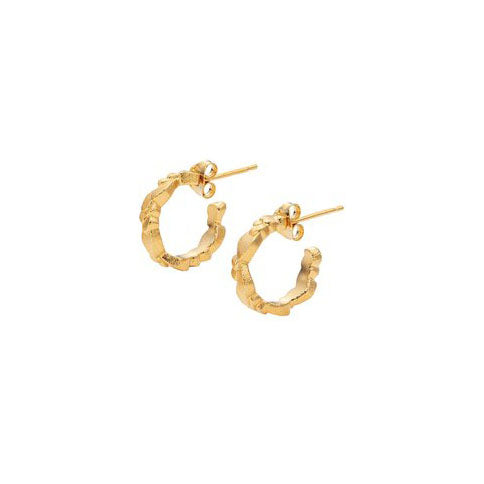 Small Freeform Layered Wing Hoop Earrings, Gold Plated