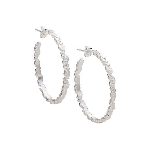 Freeform Layered Wing Hoop Earrings, Silver