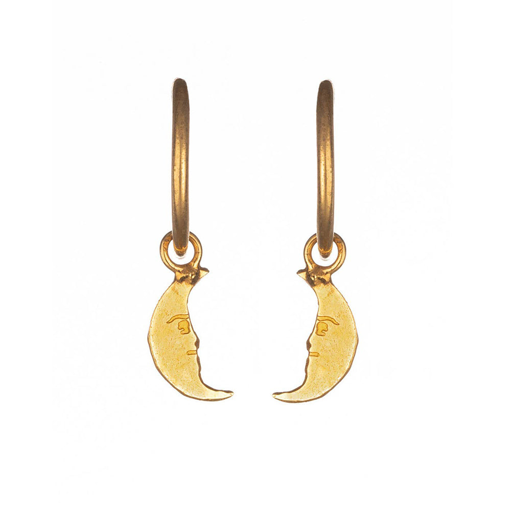 Moon Hoop Earrings, Gold