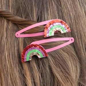 Rainbow Glitter Hairclip (set of two)