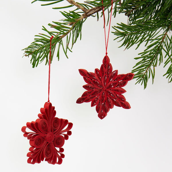 Red Quilled Christmas Ornament - 2 Pack