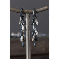 Rice Pearl Drop Earrings, Silver and Oxidised Silver