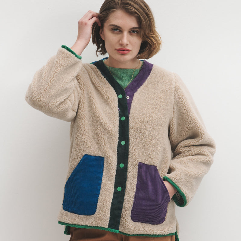 Colour Block Shearling Jacket