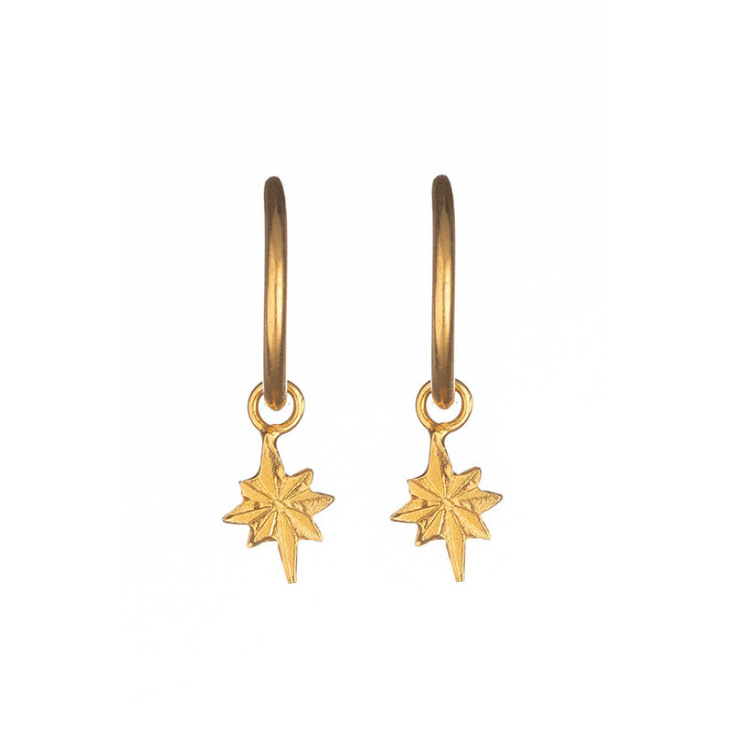 Star Hoop Earrings, Gold Vermeil