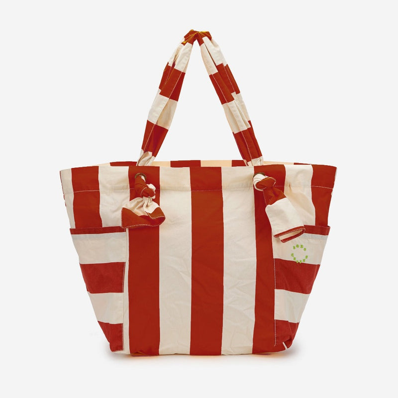 Striped Multipockets Cotton Bag