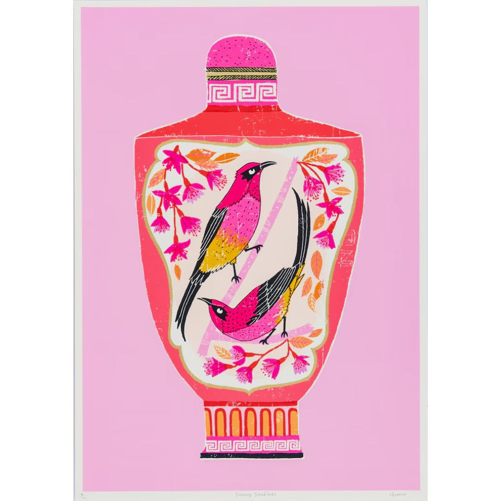 'Sunny Sunbirds' Framed Screen Print