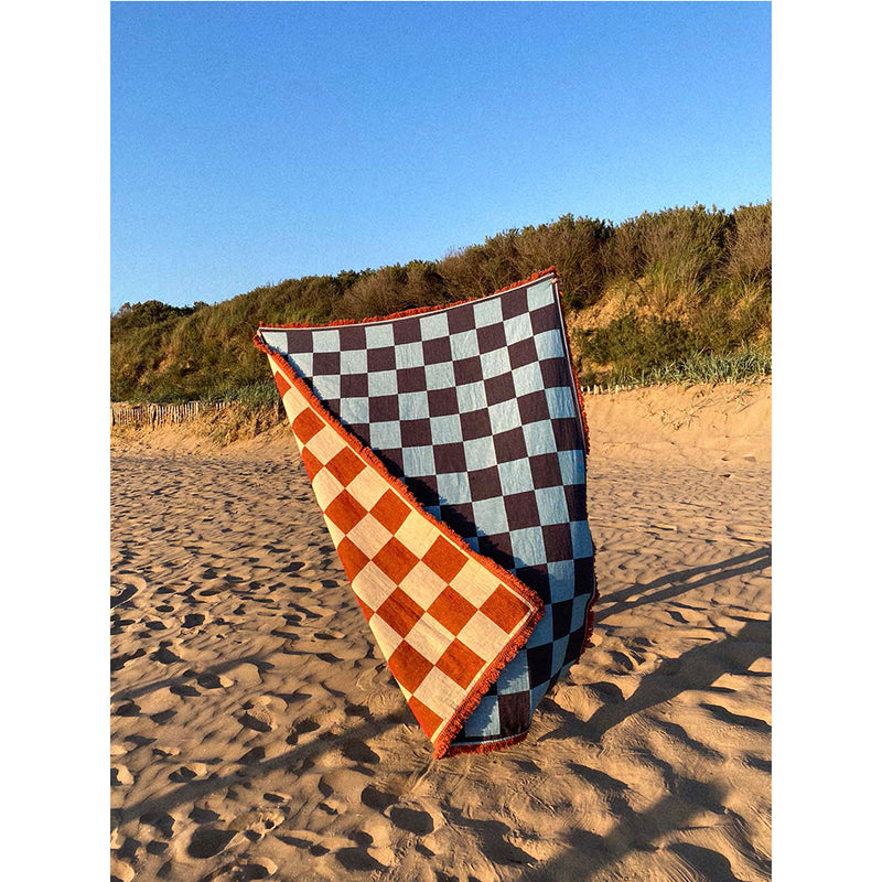 Cotton Checked Terracotta Throw