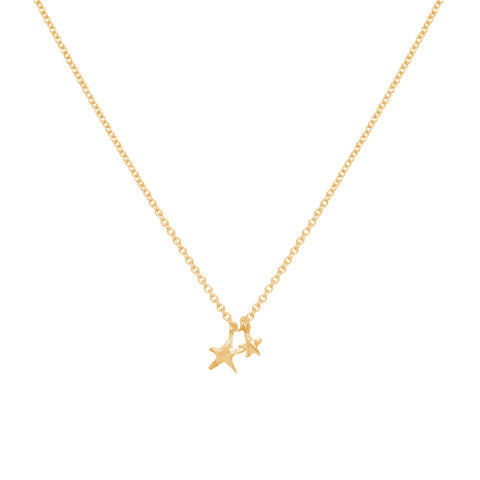 Double Star Necklace, Gold Plate