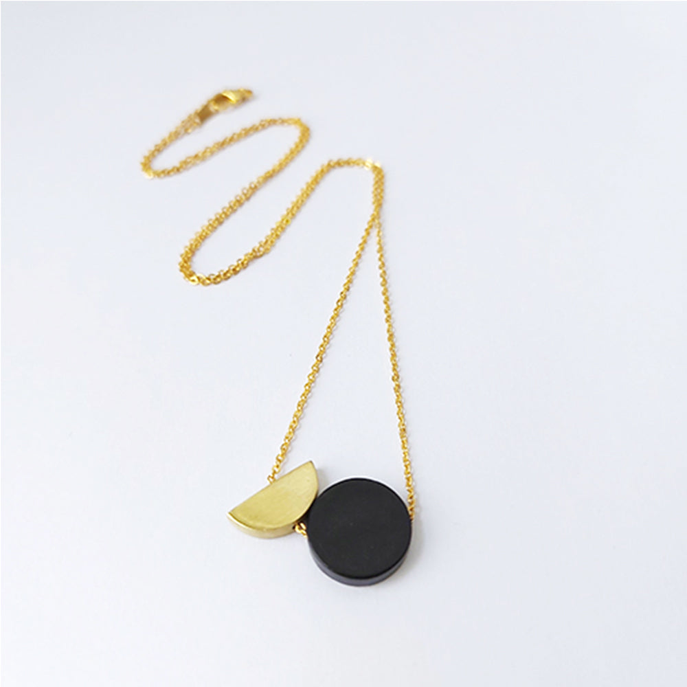 Black Disc & Semi Circle Necklace