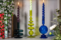 Ocean Coloured Glass Tapered Candle Holder