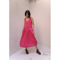 'Ela' Fuschia Pink Pleated Backless Dress