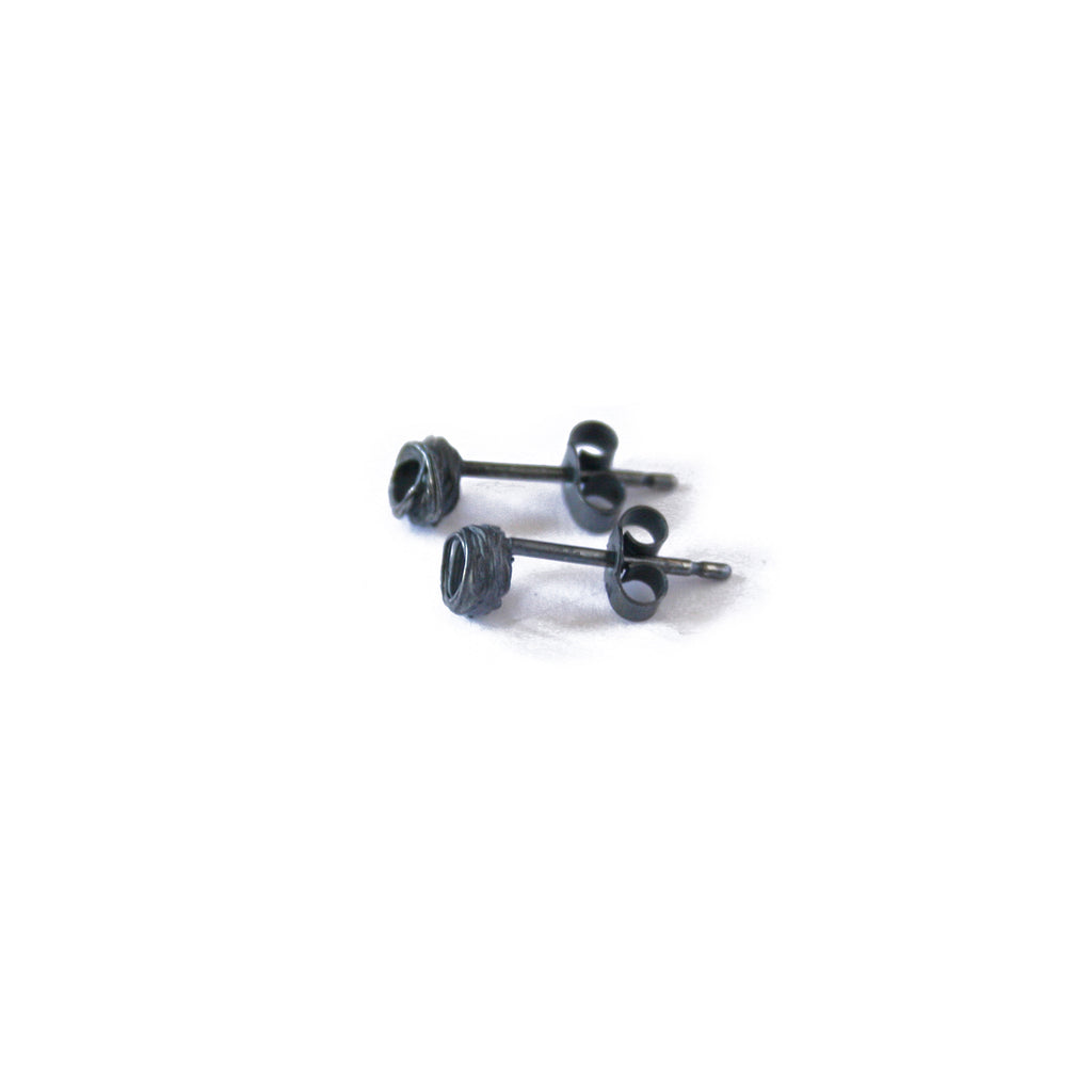 Oxidised Silver Wrap Studs, Small