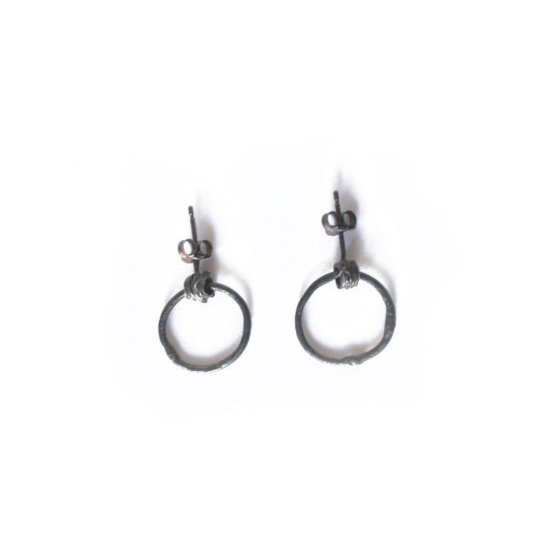 Oxidised Silver Wire Hoop Earrings