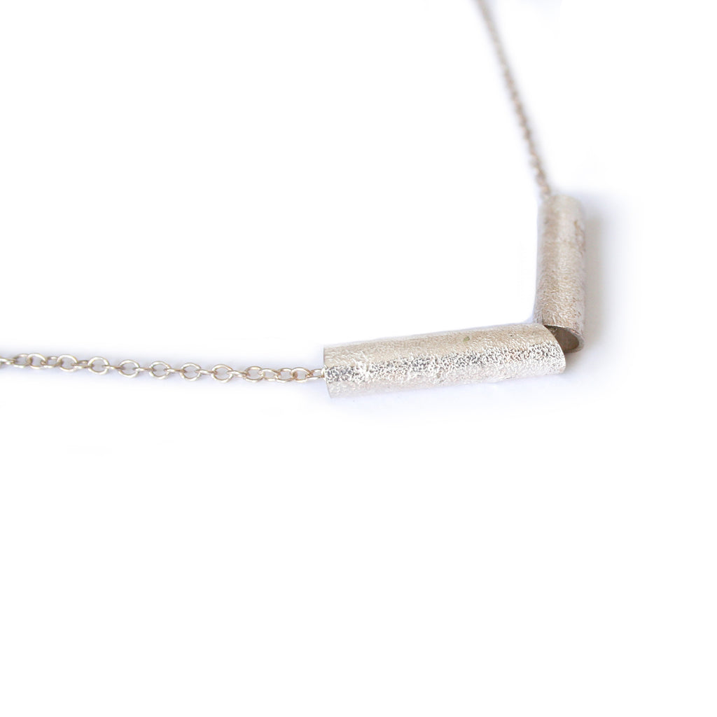 Silver Reticulated Tube Necklace