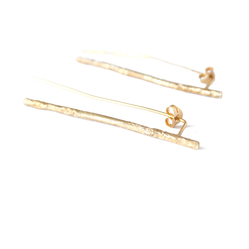 Gold Plated Twig Earrings