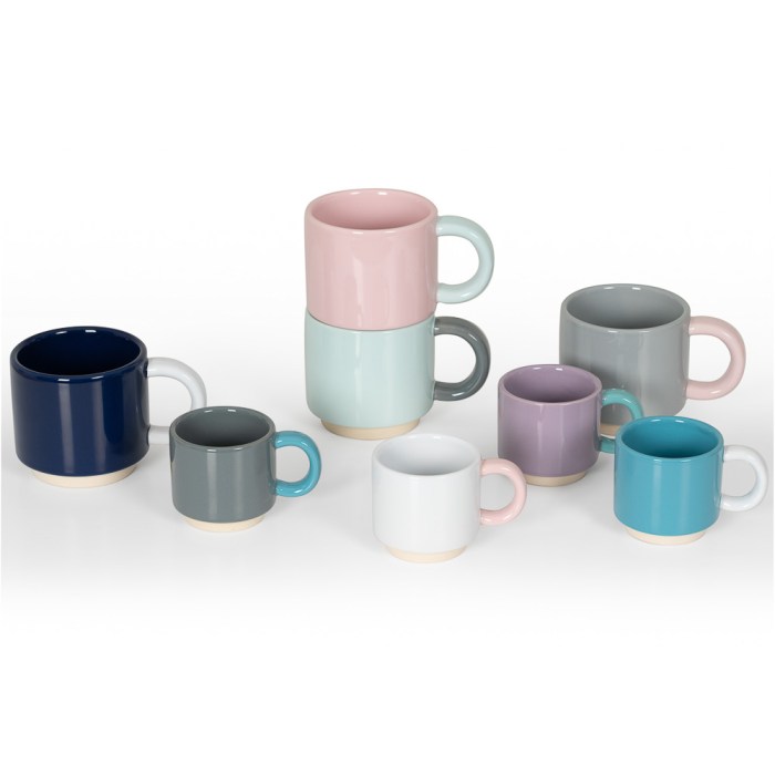 Skittle Stacking Mug - Light Grey & Pink