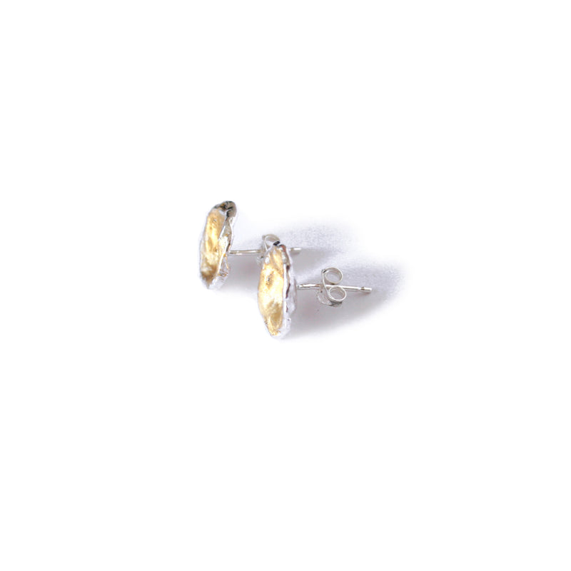 Silver & Gold Leaf Cast Studs, Large