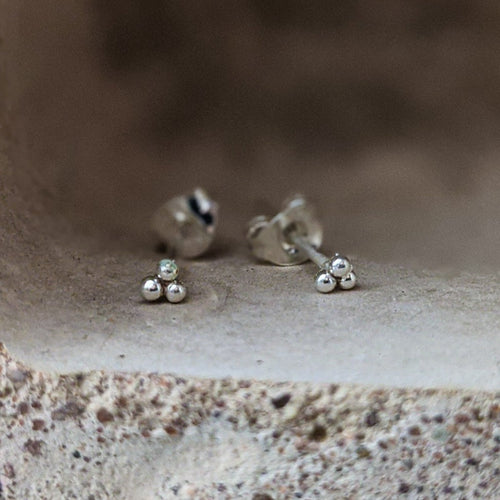 Mini Trio Bubble Studs, Silver