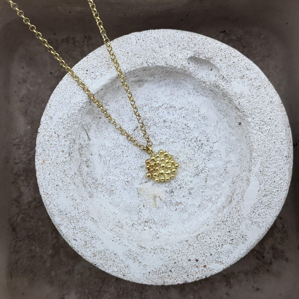 Mini Bubble Disc Pendant, Gold Plated