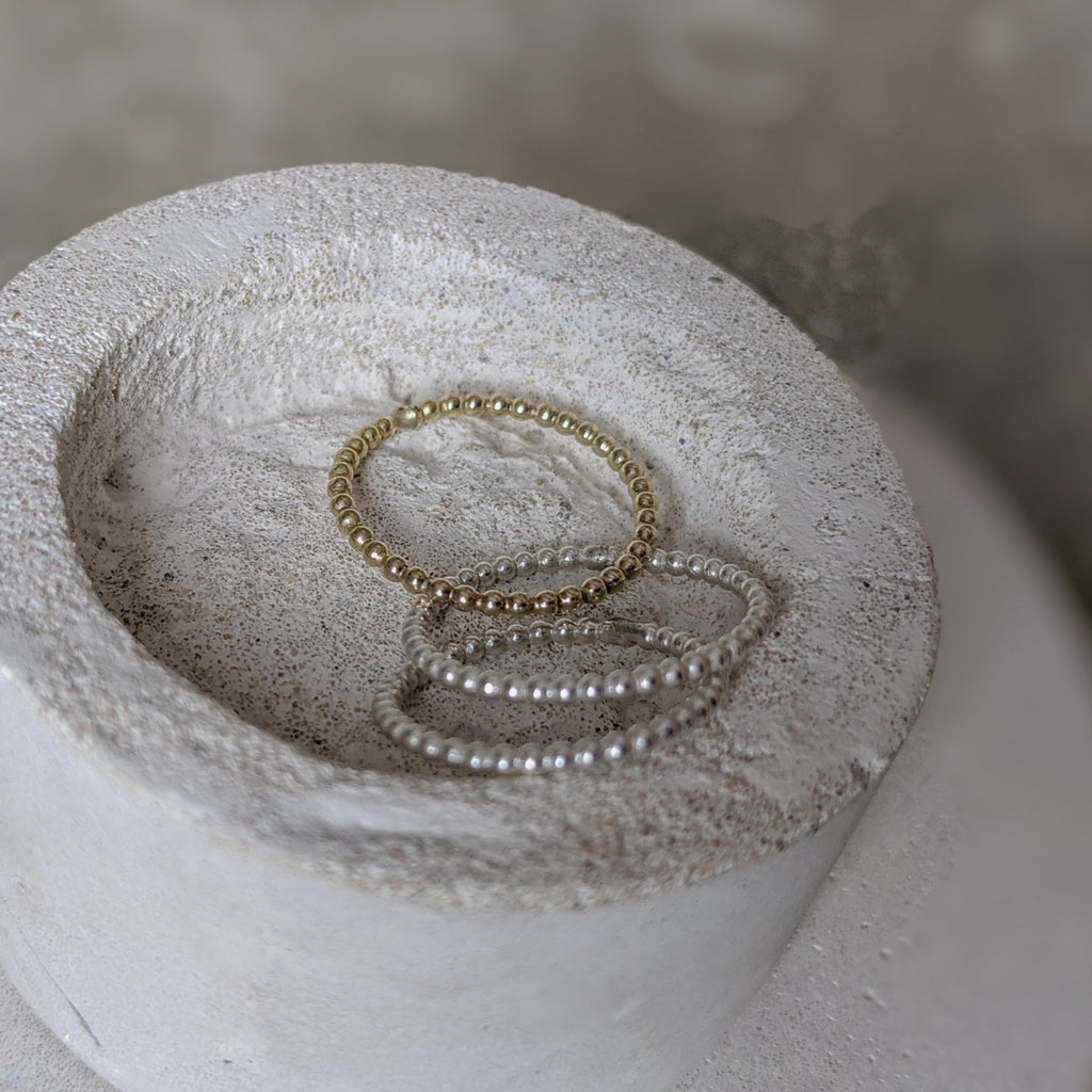 Beaded Stacking Ring, Silver