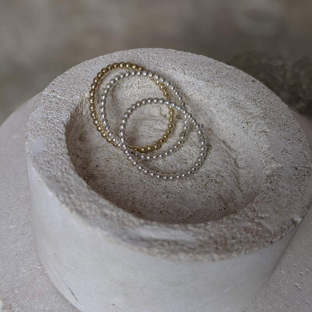 Beaded Stacking Ring, Silver