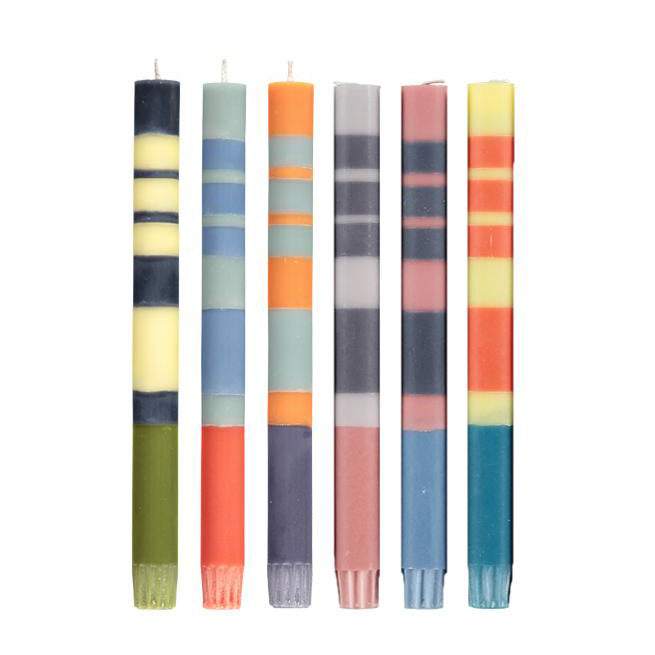 Mixed Set of Six Stripy Eco Candles