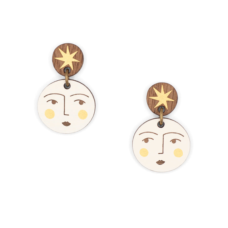 Moon & Golden Stars Earrings