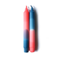 Neon Coral and Teal Dip Dyed Candles