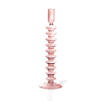 Rose Quartz Coloured Glass Tapered Candle Holder
