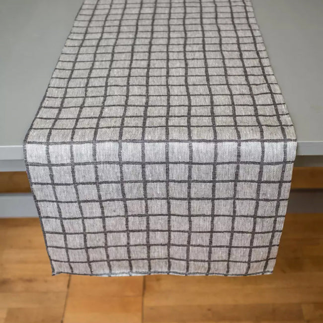 Rutig Linen Table Runner - Black & White