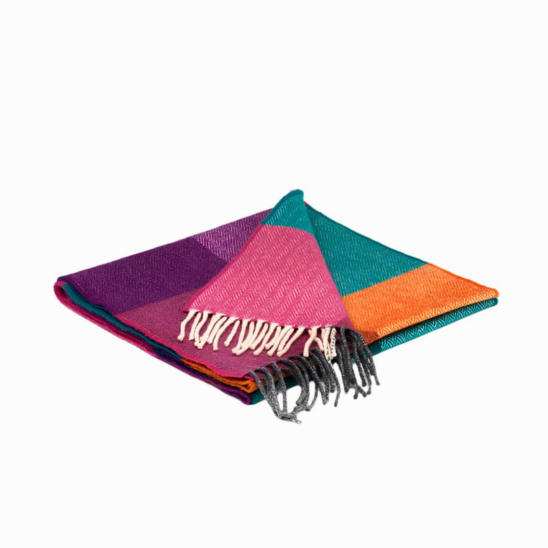 Hyacinth and Orange Wool Scarf