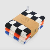 Reusable Dishcloths in Checked Navy, Red, Cobalt