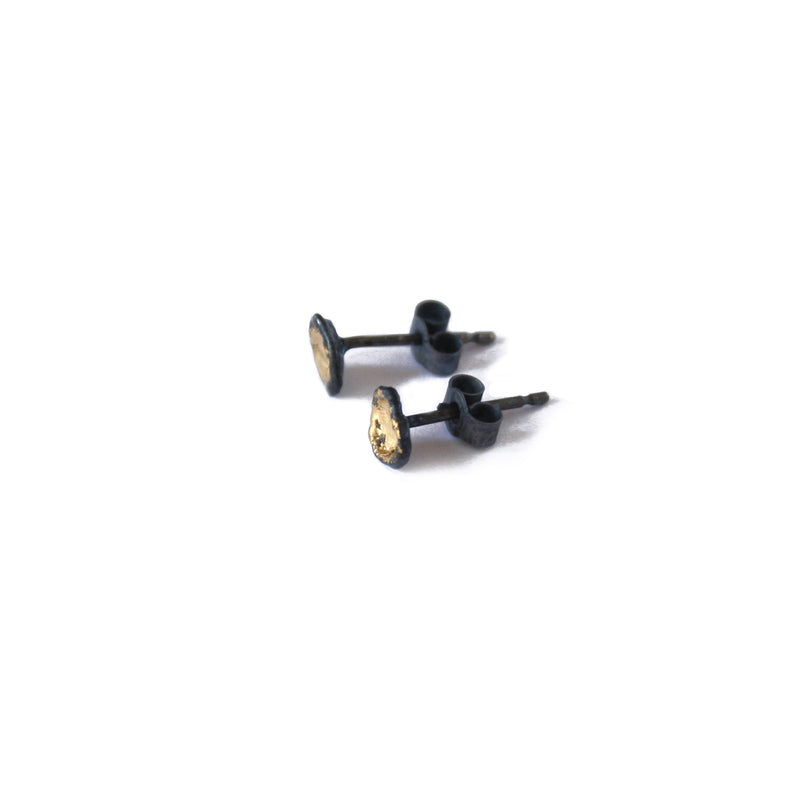 Oxidised Silver & Gold Leaf Cast Studs, Small