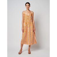 Striped Buttoned Strap Dress