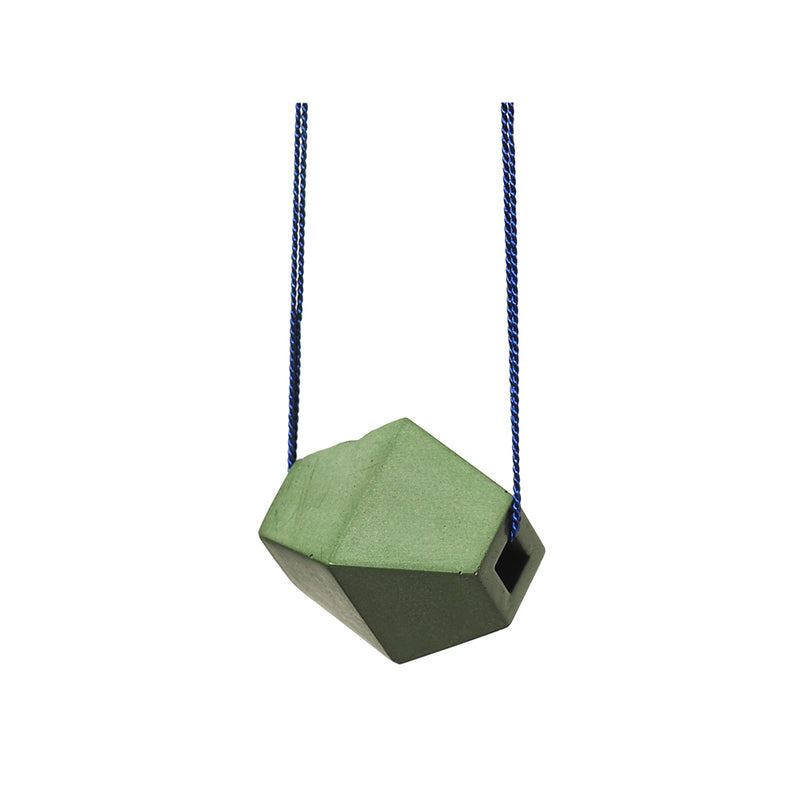 Green "Trapezoid" Concrete & Blue Silk Necklace