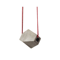 Grey "Trapezoid" Concrete & Red Silk Necklace