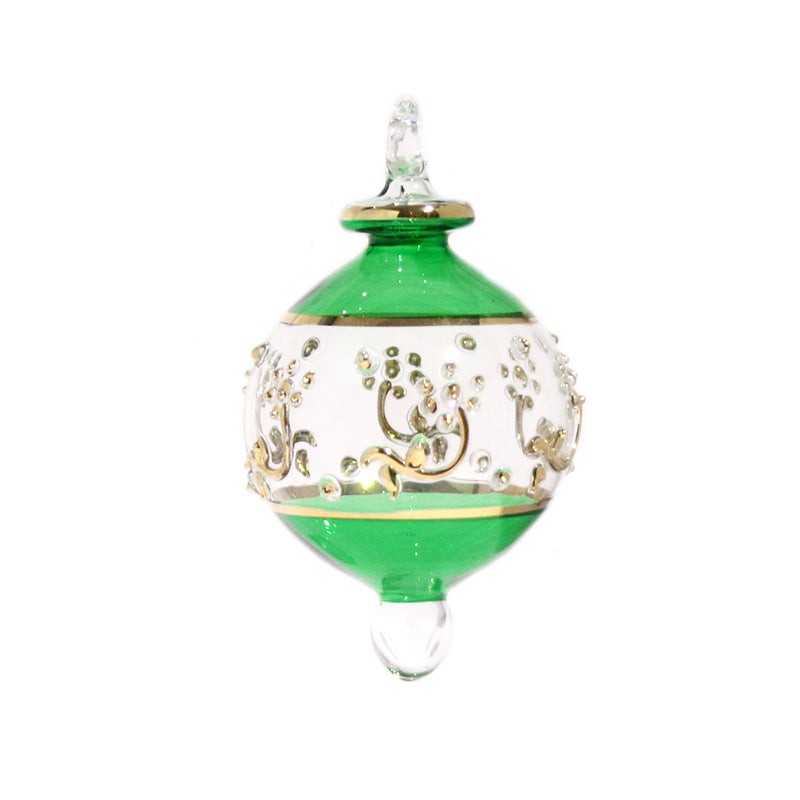 Victorian Gem Bauble in Green & Gold, Small