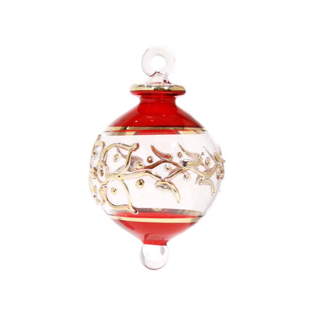 Victorian Gem Bauble in Red & Gold, Small