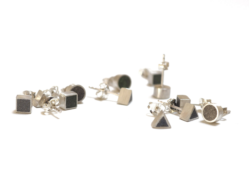 Triangle "Geometry" Concrete & Silver Studs