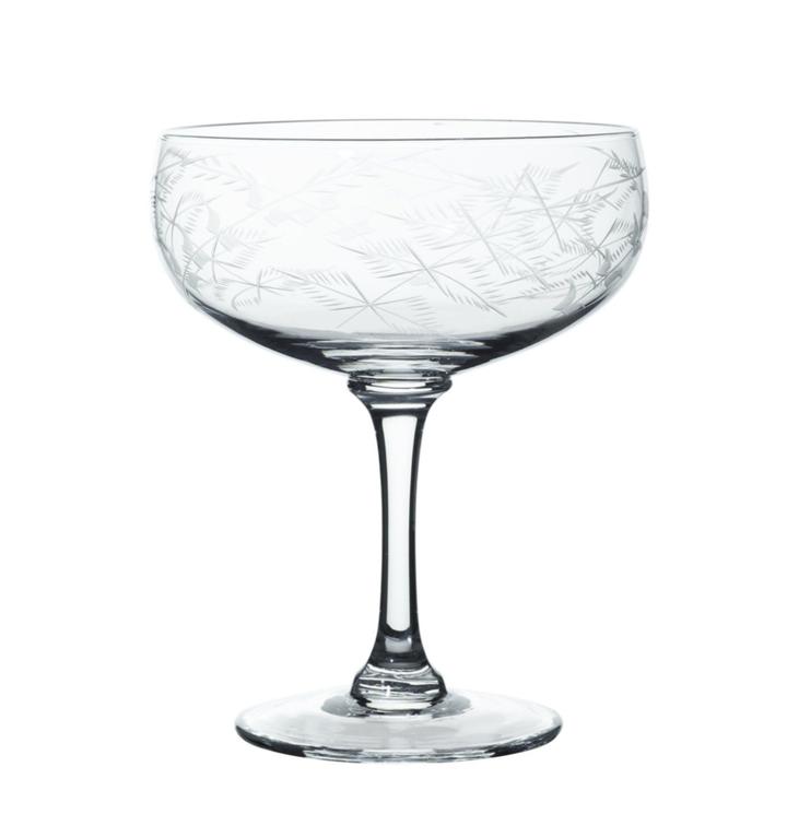 Pair of Fern Crystal Cocktail Glasses