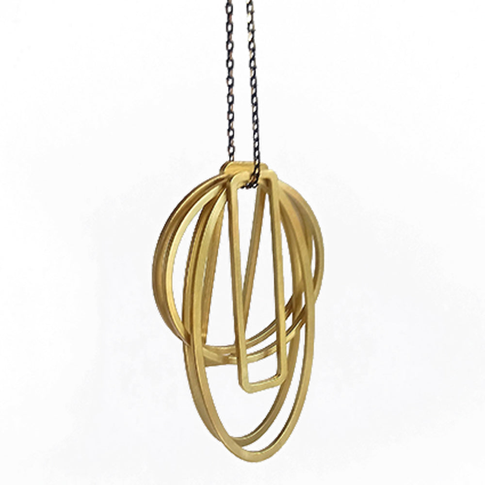Six Brass Geometric Shapes Necklace