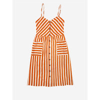 Striped Buttoned Strap Dress