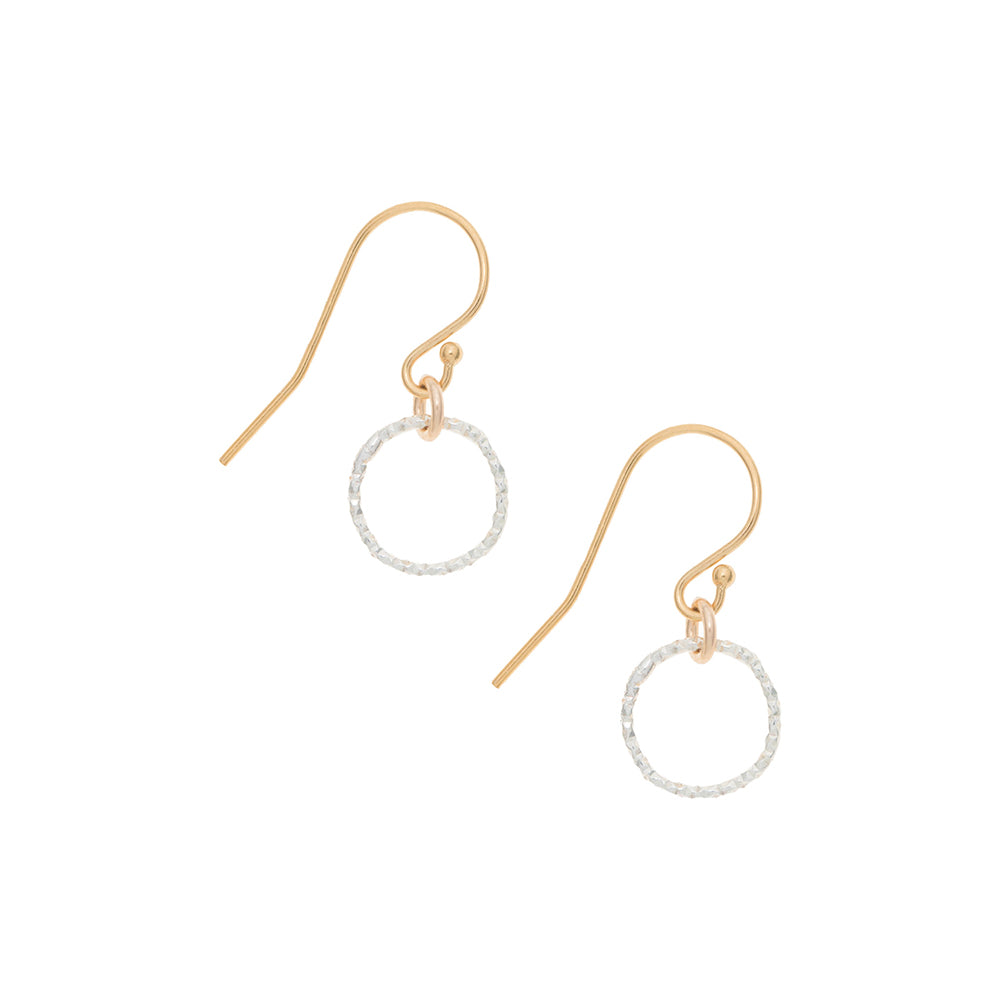 Halo Drop Earrings, Gold and Silver