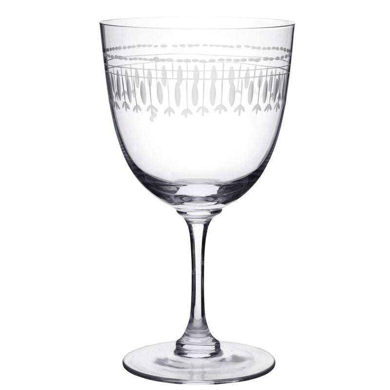 Pair of Oval Etched Wine Glasses